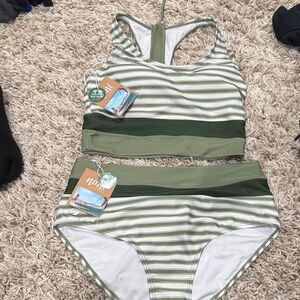 Nani Swimwear Striped Green Bikini Set
